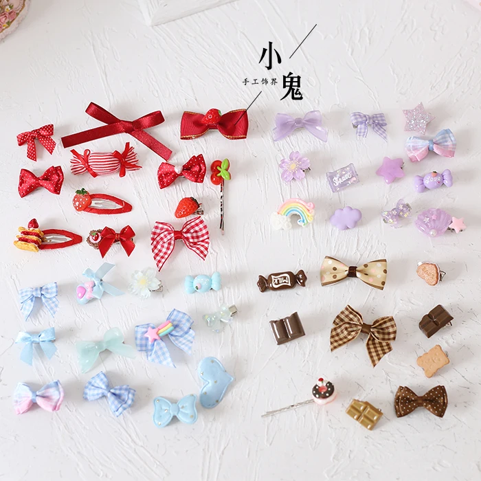 Lolita Pink Blue Ci Sweet Mother Bow Edge Clamp Dessert Maca Red Strawberry Hairpin Headdress Edge Clamp Lo Mother