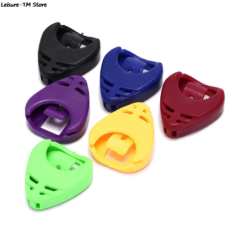 6Pcs Plastic Heart Shape Guitar Pick Collection Holder Accessories Guitar Pick Case Box Random Color