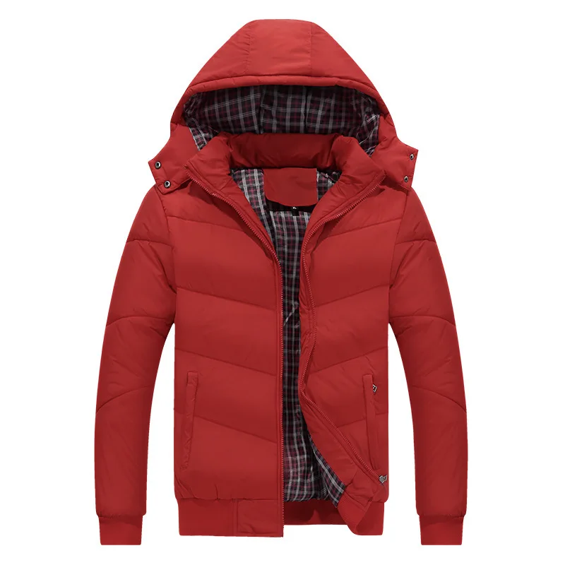 Deconstructable degli uomini di inverno Con Cappuccio di Colore Solido Slim Fit giù Piuma giacca di Cotone imbottito Vestiti Più dimensioni casual di Spessore cappotto