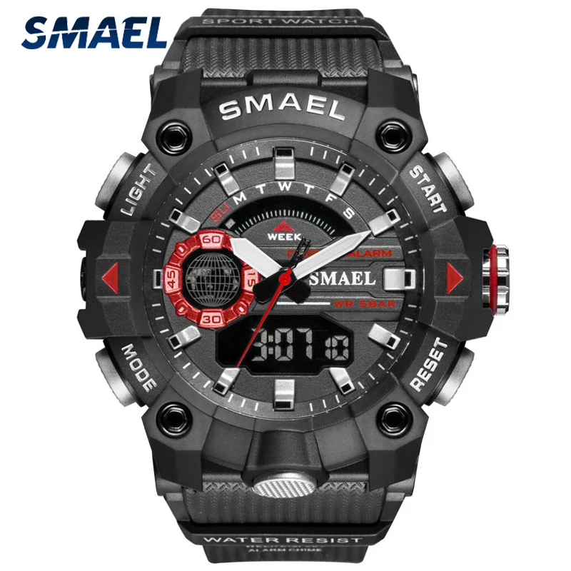 SMAEL Men Military Luxury Watch Sport Waterproof Digital Quartz Watches Men Dual Display Luminous Wristwatch Relogio Masculino