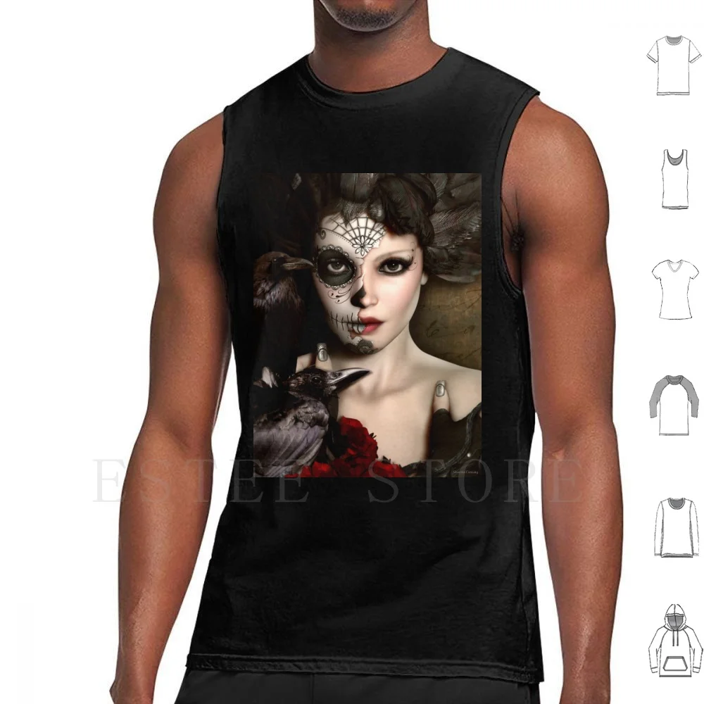 Darkside Sugar Doll Tank Tops Vest Darkside Sugar Doll Dia De Muertos Dia De Los Muertos Sugar Doll Makeup Skull Raven