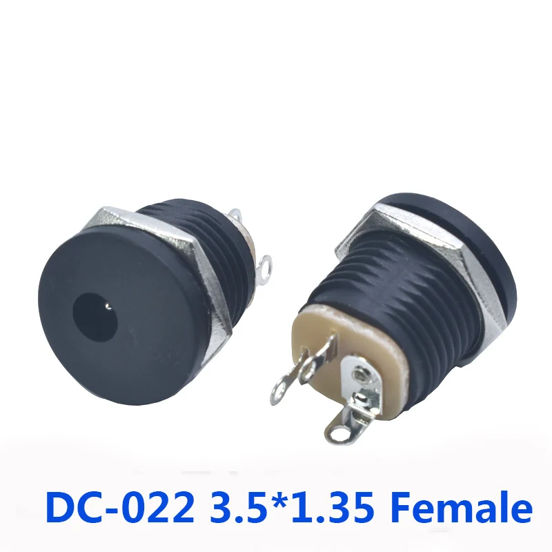 

10pcs DC-022 DC022 3.5*1.35MM 5.5x2.1mm 5.5*2.1mm 5.5x2.5mm 5.5*2.5mm DC Power Socket dc connector Panel Mounting with Screw Nut