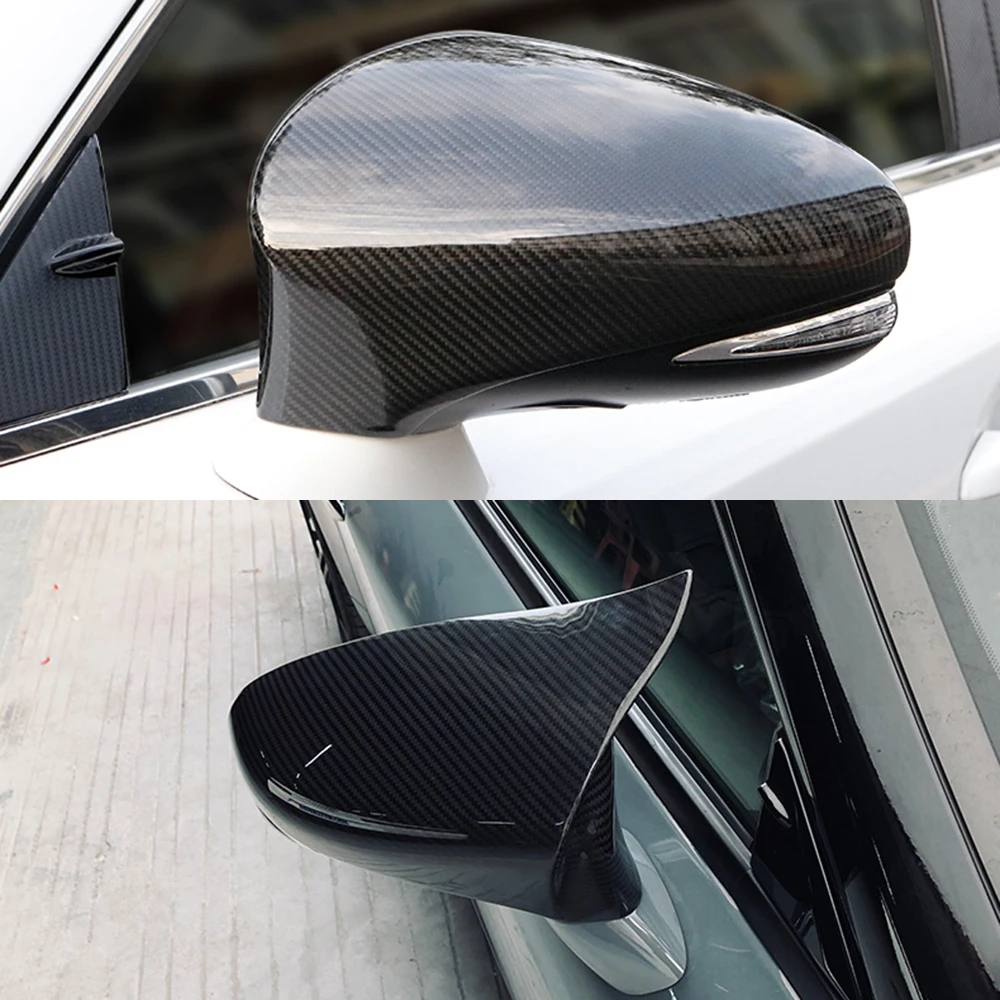 2pcs Real Carbon Fiber Car Ox Horn Side Rear View Mirror Cap Shell Cover Trim For Lexus ES GS IS CT LS RC 200t 300 350 F SPORT