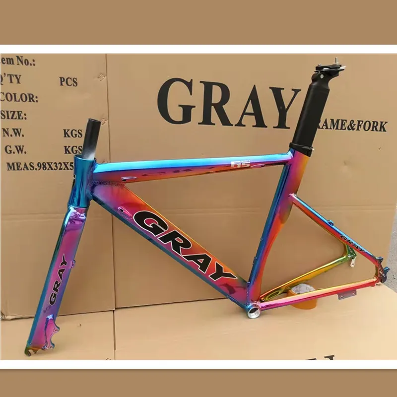 Gray F15 Bike Frame Aluminum Alloy Road Bicycle Frames Disc Brake Inner Routing Design Frameset Muscle Multi Speed Frame