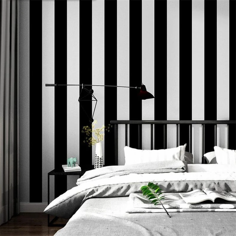 

WELLYU new Vertical stripes wallpaper modern minimalist industrial style silver black Nordic fashion TV background wall paper