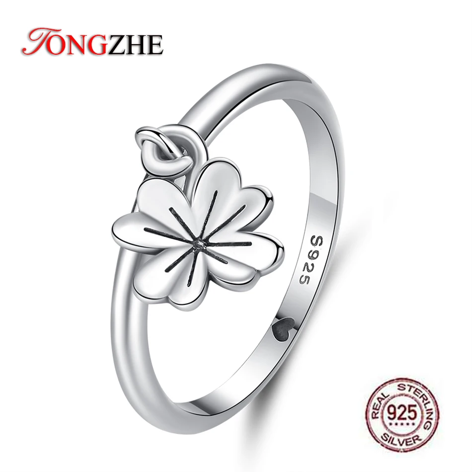 

TONGZHE 925 Sterling Silver Rings For Women Flower Pendant Male Men Jewelry Halloween Retro Punk Accessories Wedding Rings