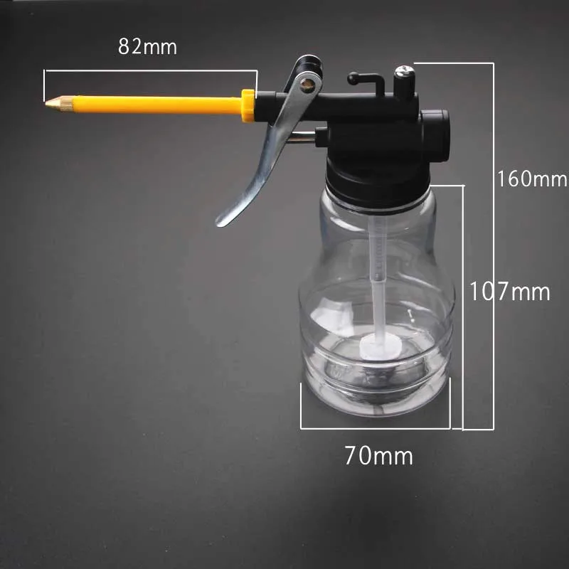 1PC Oil Can Oiler Pump High Pressure Transparent 250ML Portable Lubrication Machine Plastic Manual Oiling Gun Soft Copper Mouth