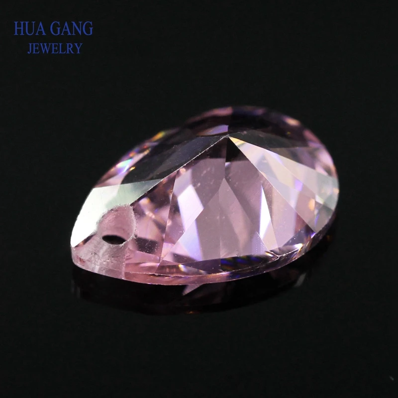 Single Hole AAAAA Pear Shape Brilliant Pink Cubic Zirconia Stone For Jewerly Making 4x6~15x20mm High Quality CZ