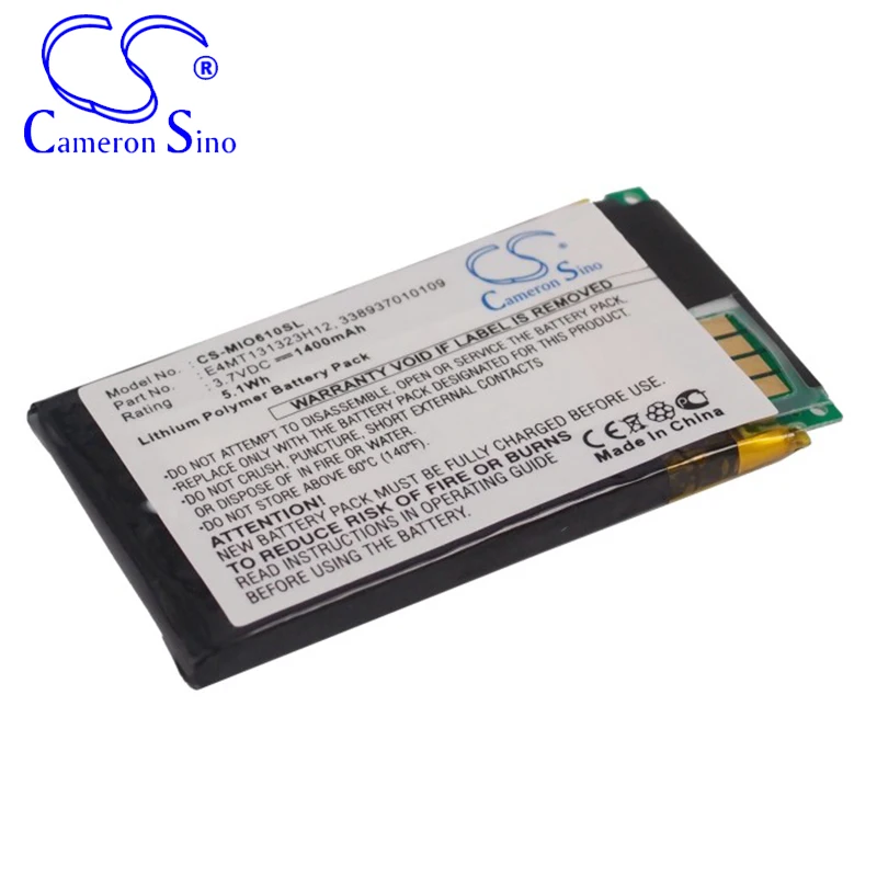 CameronSino Battery for Mitac Mio H610 fits Mitac 338937010109 E4MT131323H12 GPS,Navigator battery 1400mAh 3.70V Li-ion Black