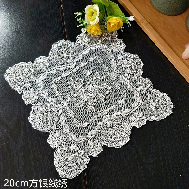 European Pastoral Lace Embroidery Delicate Home Restaurant Placemat Coffee Cup Fruit Plate Mat Coaster Jewelry Non-slip Pad