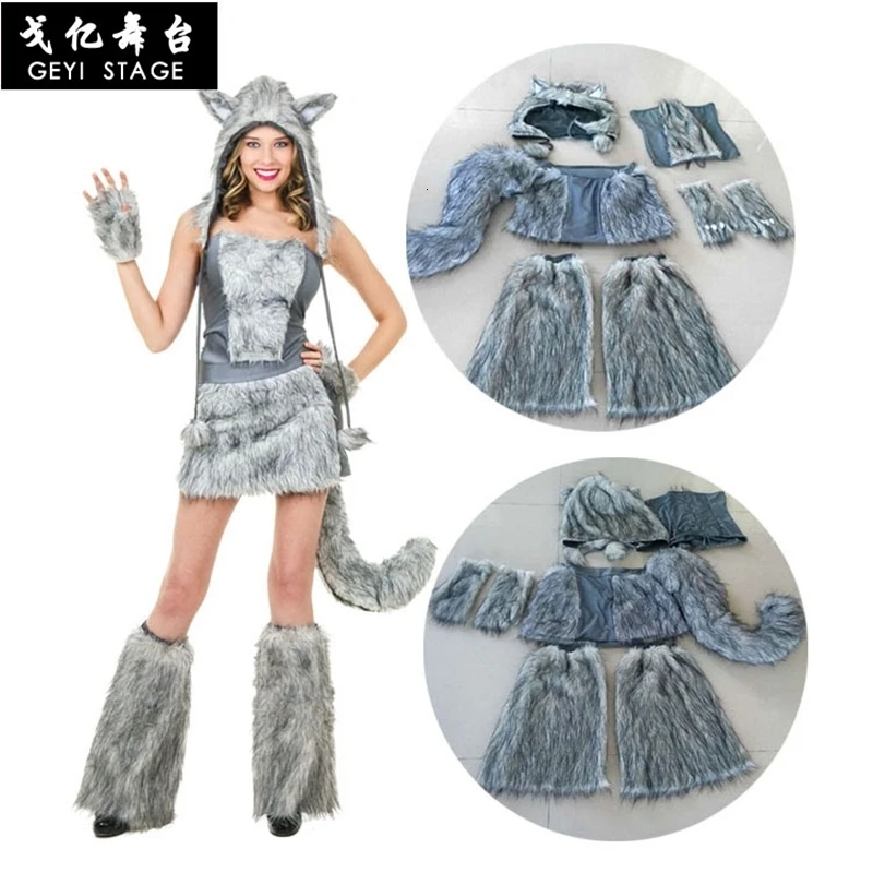 Wolf wood anime kigurumi onesies for grown women warm winter animal flanella cosplay costume girls festival loose party together