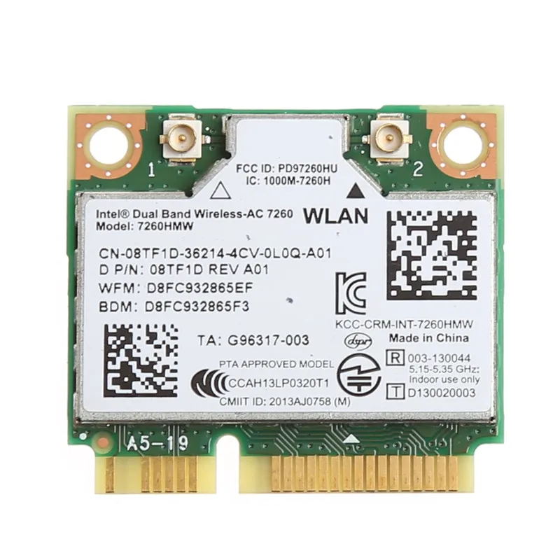Network Card for Intel 7260HMW AC CN-08TF1D 2.4+5G Dual-Band Wireless Network Card Bluetooth-compatible4.0