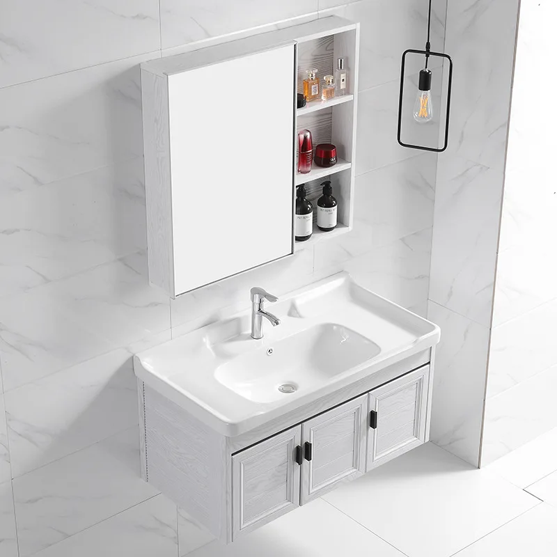 Contracted Space Aluminum Intelligent Lens Ark Sink Basin Bathroom Ark Toilet Tank Wall Lens Condole Bathroom Cabinet Storage