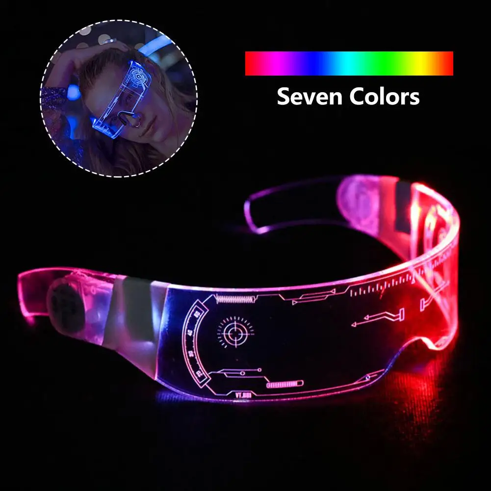 LED Luminous Glasses Lamp Halloween Christmas Night Lights Futuristic Electronic Up Glasses Light for Festival Performance