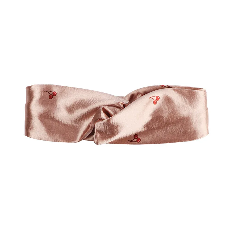 

Cherry Headband Headwrap Headwear Women Silk Hair Accessories Strawberry Cross Band Stylish Stretchy Elastic Adjustable Turban