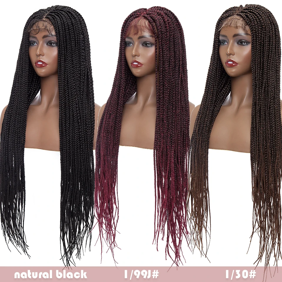 Perruque Lace Front Wig synthétique tressée Extra longue 32 pouces – s-noilite, perruques Afro faites à la main avec Baby Hair pour femmes