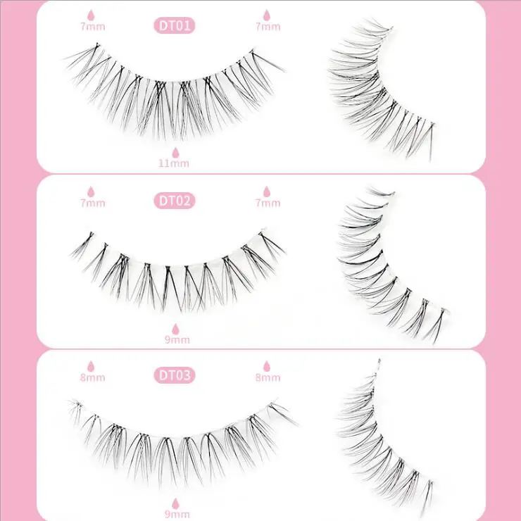 hBZGTLAD Top sale 3D Mink Lashes Natural HandMade Full Strip Lashes Transparent terrier Short Mink Lashes Style False Eyelashes