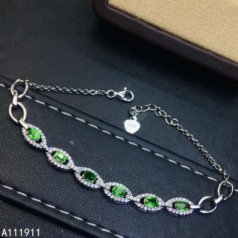 

KJJEAXCMY fine jewelry 925 sterling silver inlaid natural Tsavorite female bracelet popular support detection luxurious