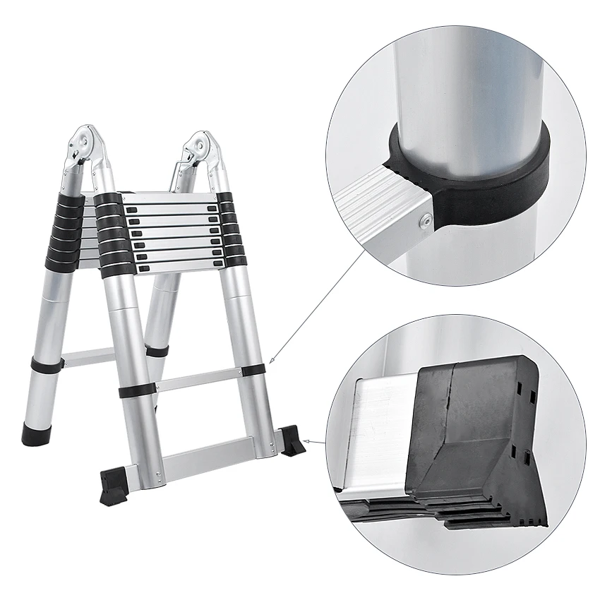 1 PCS 2.5M+2.5M Alluminum Telescopic Ladder With Joint