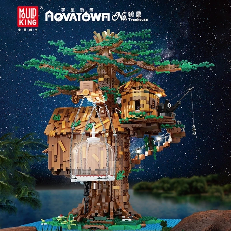 In Stock MOULD KING 16033 Ideas Tree House with Light and Flowers Toys Building Blocks 3958pcs Bricks Kids Christmas Gifts