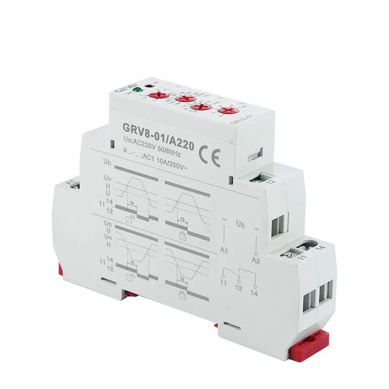 Voltage Relay Selection Over or Under Voltage Protection Monitoring Relay 10A DC12V 48V 110V 240V GRV8