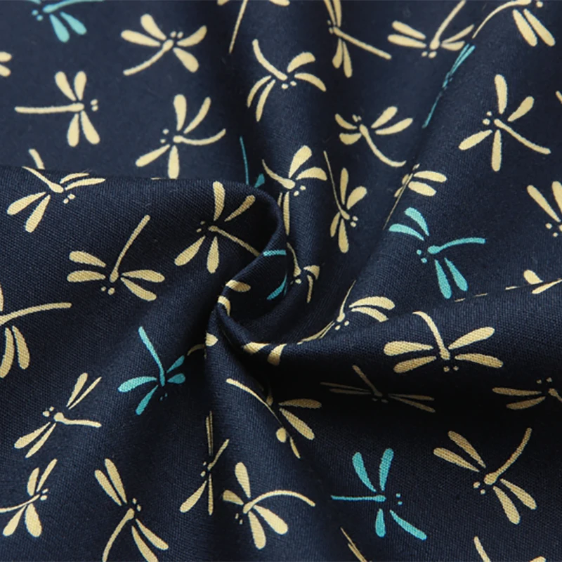 

45cmx110cm Navy Blue Dragonfly Kimono Japanese Wind Style Cotton Fabric Patchwork Cloth Sewing Clothing Crafts Diy Material