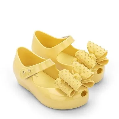 Mini Child Sandals 2021 New Original Girl Jelly Sandals Bowtie Kids Sandals Children Beach Shoes Non-slip Toddler Shoes