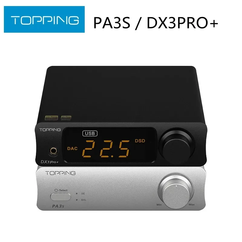 

TOPPING DX3 PRO+ DAC Headphone Amplifier And TOPPING PA3s Power Amplifier Combo Hifi Music AMP