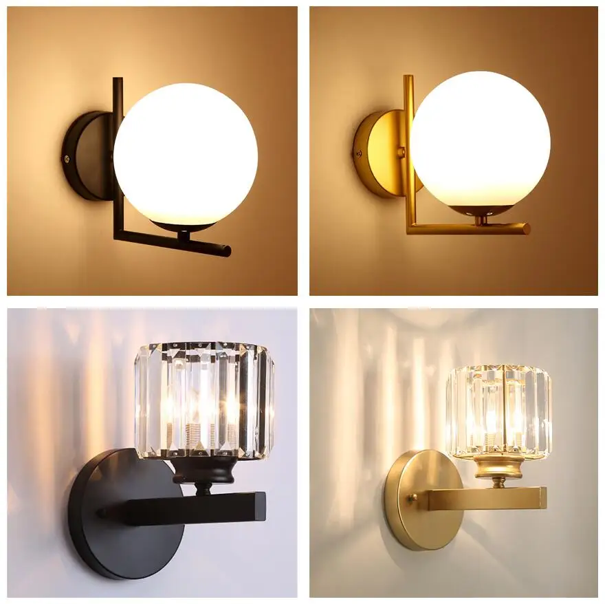 

Modern LED Wall Lamps Nordic Glass Ball Wall Lights Corridor Bedroom Bedside Living Room Staircase Balcony Lamp Wall Sconces