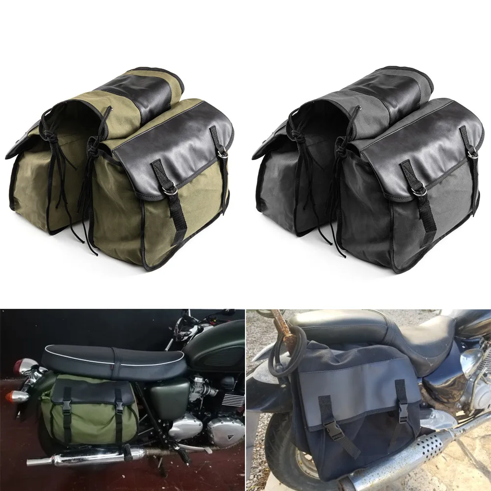 

2021 New Upgrade Touring Motorbike Saddle Bag Motorcycle Canvas Waterproof Panniers Box Side Tools Bag Pouch for Motorbike