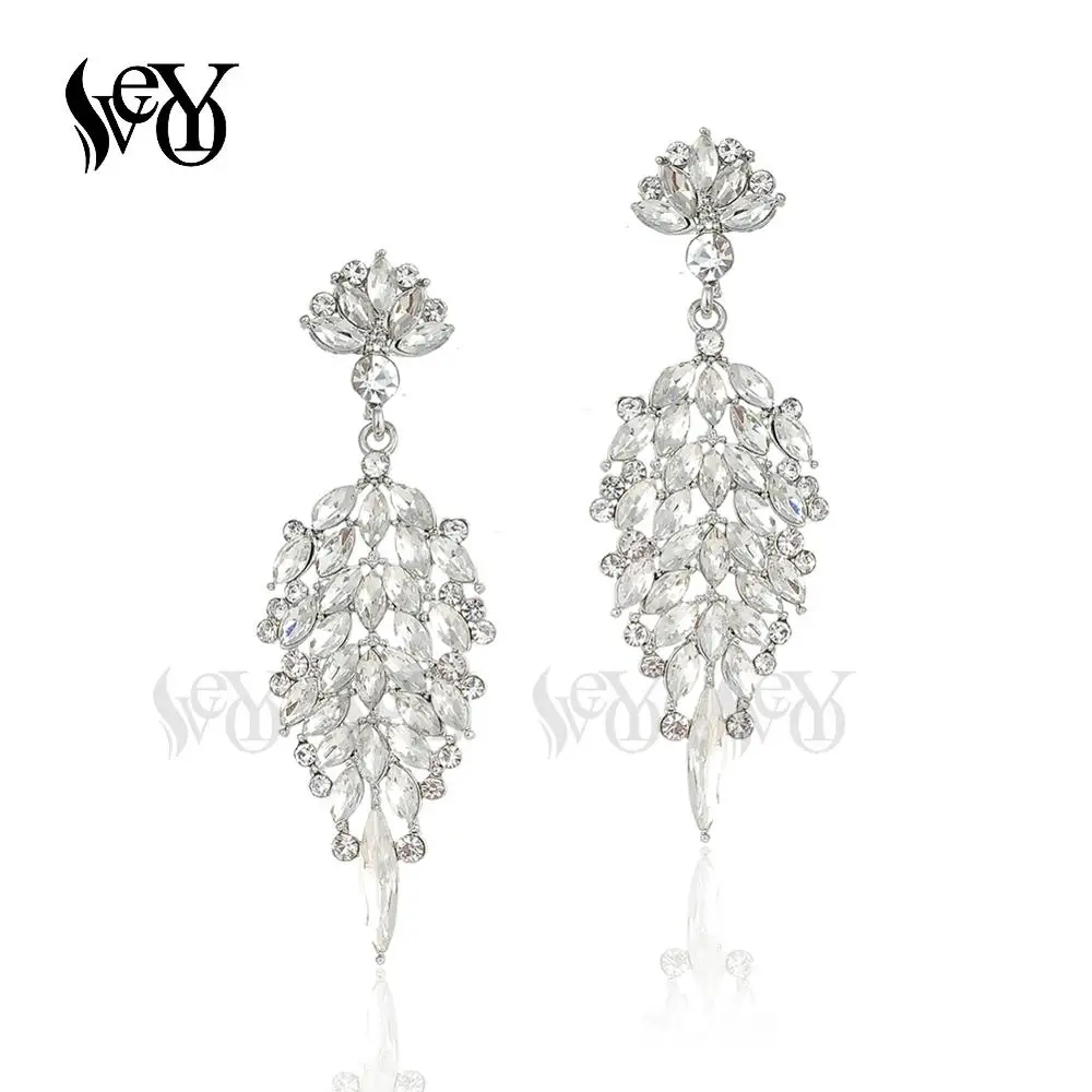 VEYO Luxury Crystal Drop Earrings Elegant Party Bridal Dangle Earrings For Women Gift New