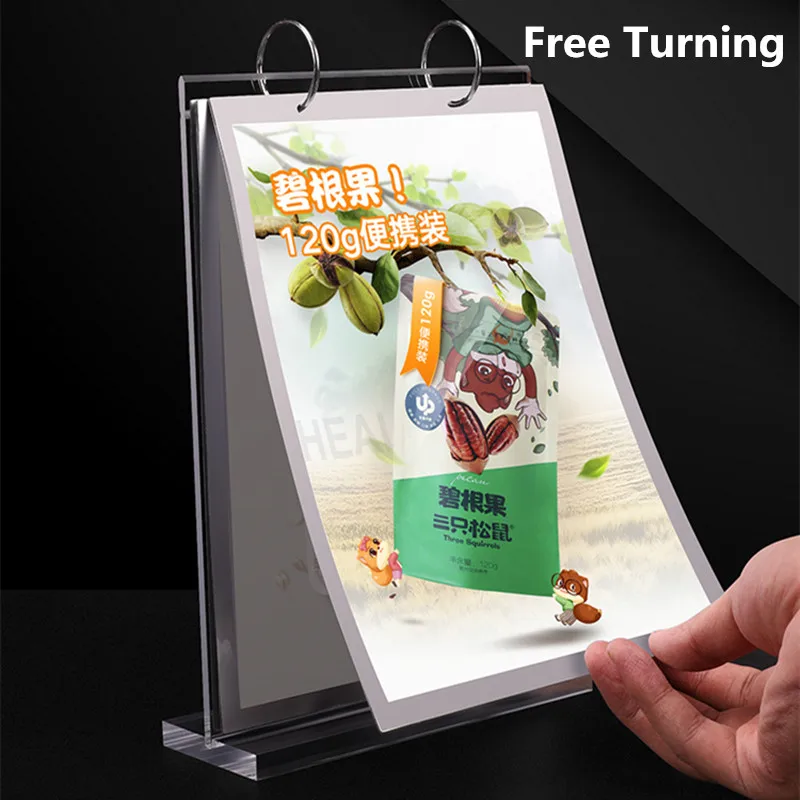 A6 Clear Double Sided Acrylic Menu Paper Desktop Counter Poster Holder Sign Price Name Card Label Display Stand