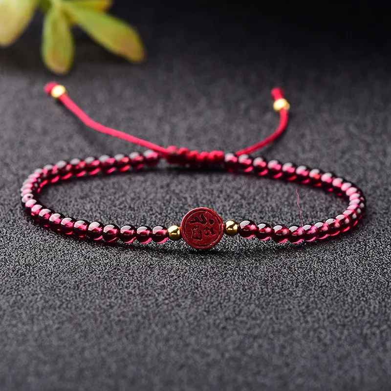 Natural Cinnabar Hand Weave DIY Lucky Pixiu Red Rope Garnet Bracelets Buddha Cinnabar Charm Bracelet Bangle Jewel Dropship