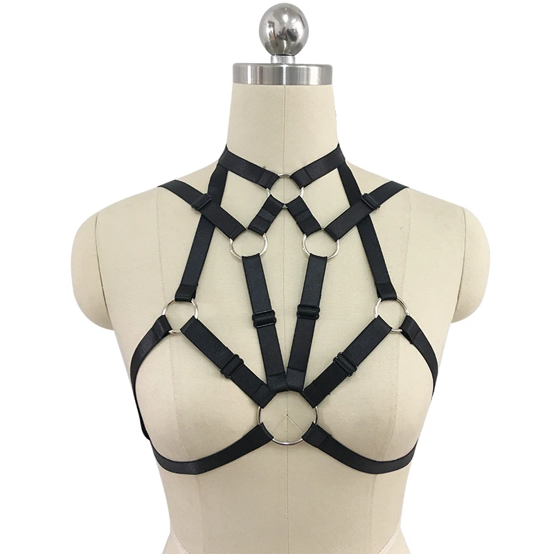 

BONDAGE STRAPPY Goth Punk Top Harness Body Cage Bra Sexy Lingerie Fetish Rave Wear Harajuku Women Ring Body Harness