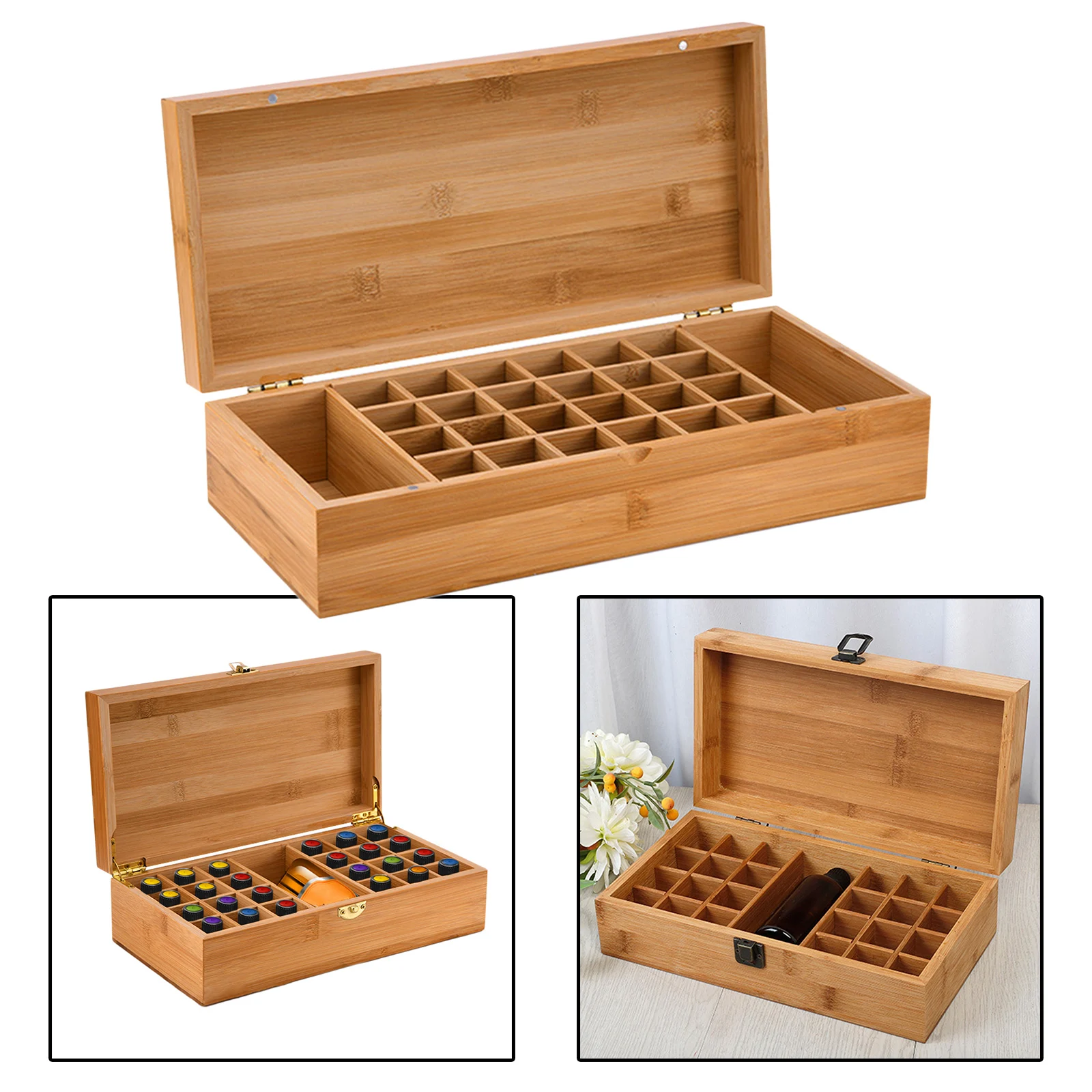 24 slots Essential Oil Wooden Storage Box Case Container Aromatherapy