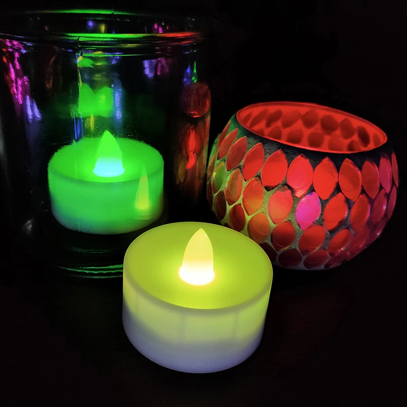 6 / 12pcs Remote Control Electronic Candle Lamp Colorful Flashing AAA Battery Led Timing Remote Control Plastic Candle Lamp