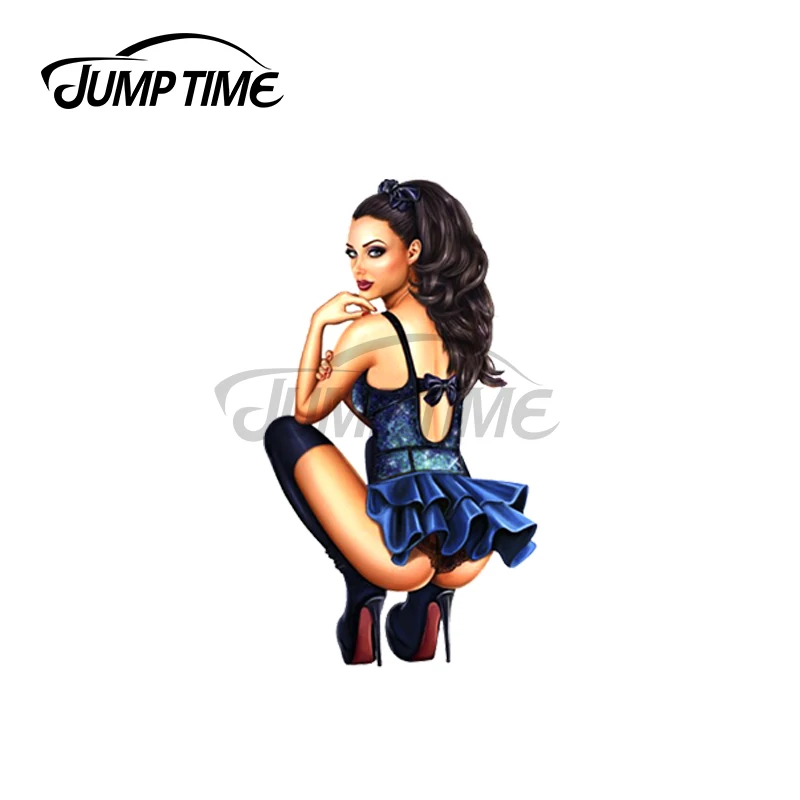 Jump Time 13 x 5.2cm For Sexy Brunette Bimbo Sexy Hot Girl Car Stickers Surfboard Decal Scratch-Proof Windshield Vinyl Car Wrap