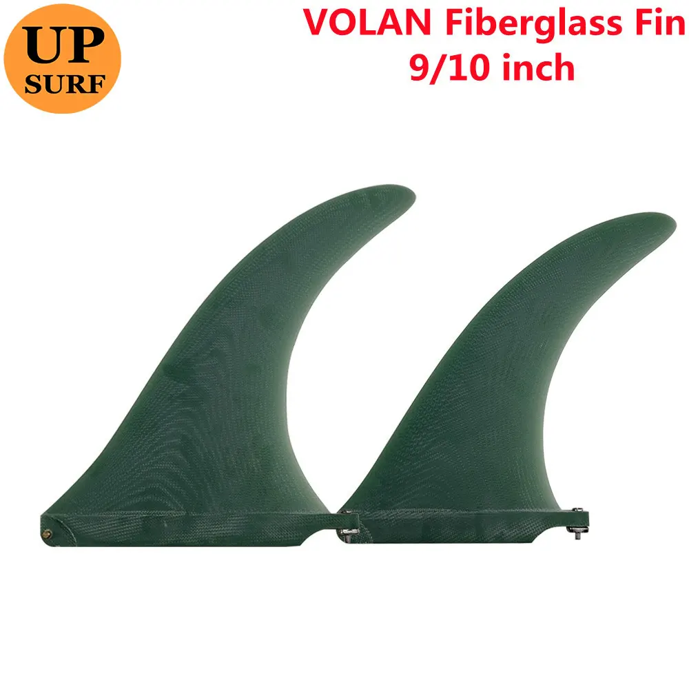 

New Arrival SUP Single Fin Longboard Fins VOLAN fiberglass 9/10 Length UPSURF Surf Fin green color Fin Surfboard Fin