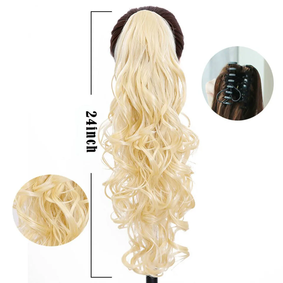 LUPU Synthetic Long Curly Ponytail Claw Natural False Hair Clip In Hair Extensions For Women Heat Resistant Hairpieces