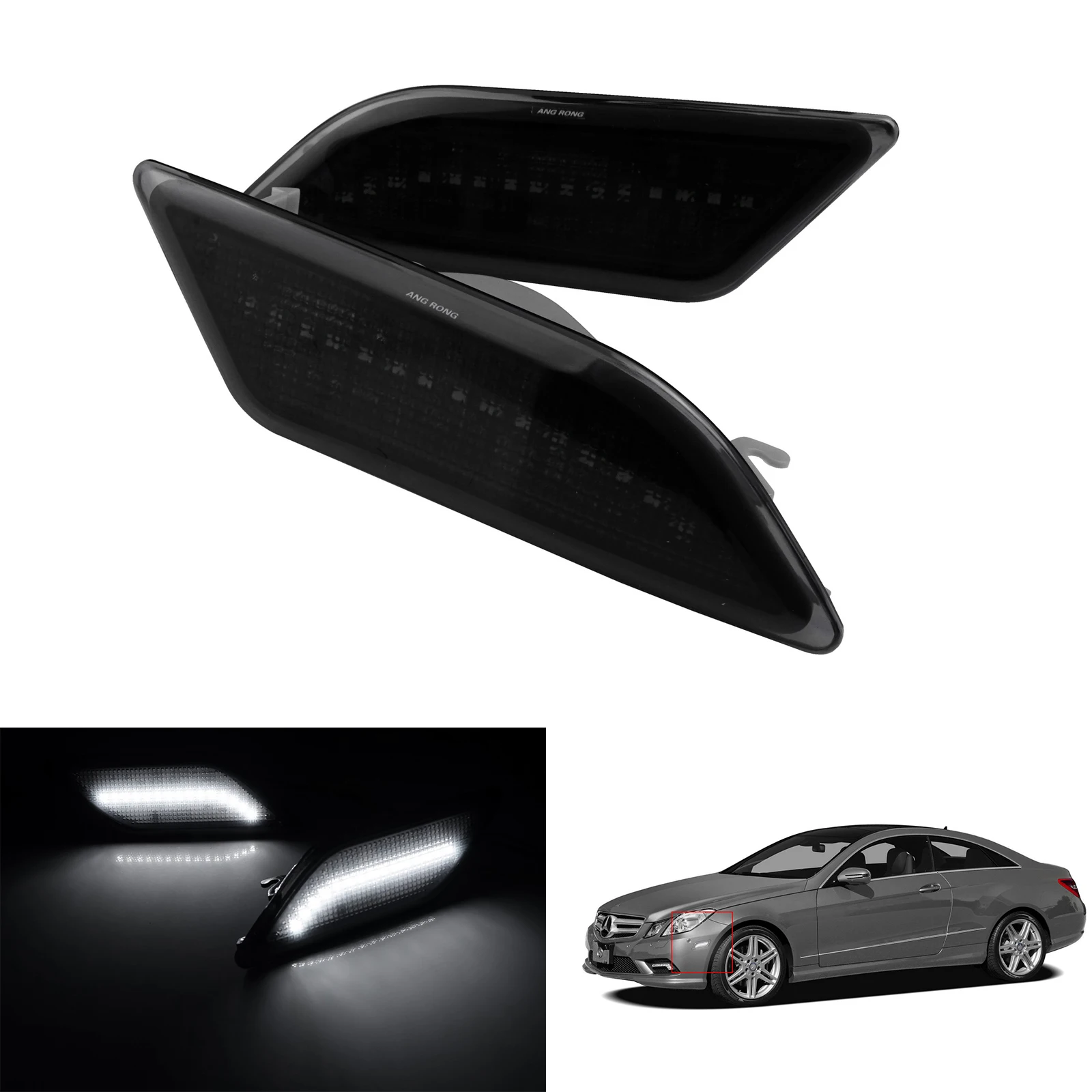 

Set LED Side Marker Light Black Lens For Mercedes E Class W212 AMG E63 E400 E550