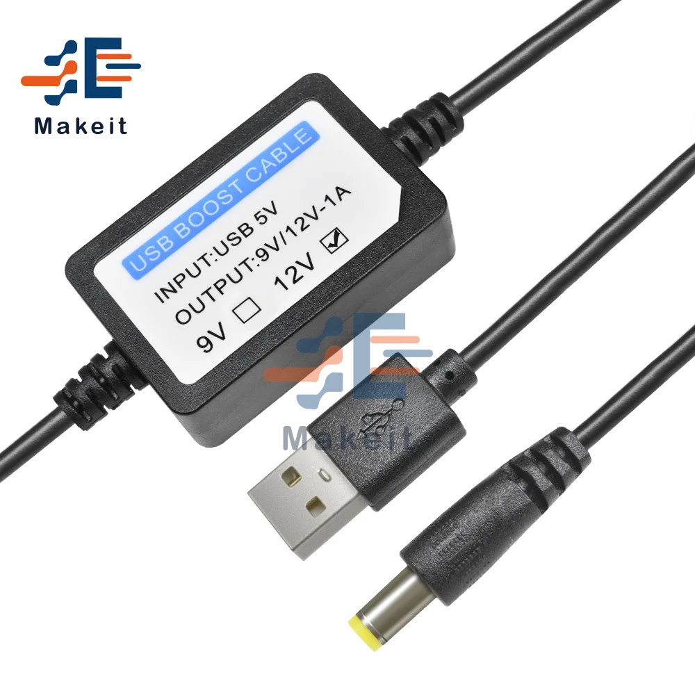 DC 5V to 9V/12V 1A USB Charge Power Boost Cable 2.1x5.5mm Power Step UP Converter Adapter For Mini Speaker