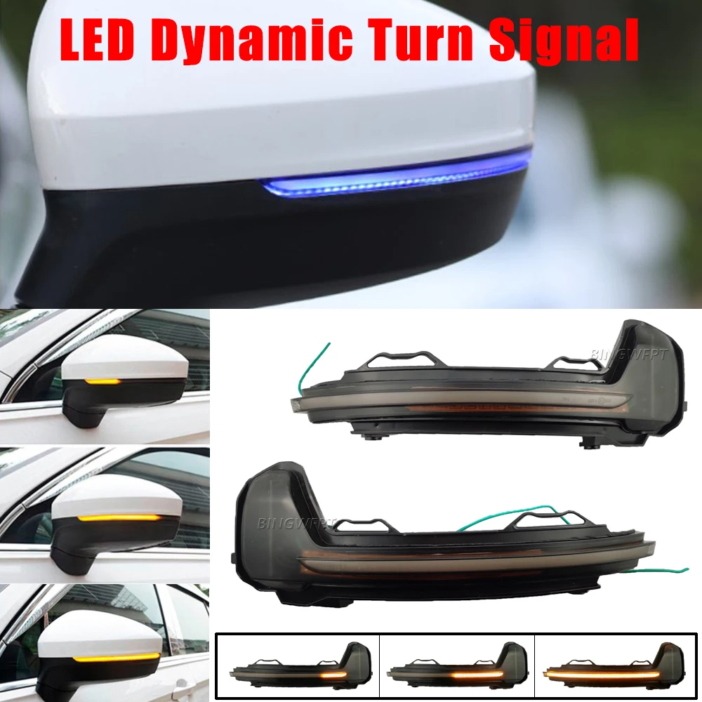 Rearview Mirror Flashing Light LED Dynamic Turn Signal Side Blinker lamp for VW Volkswagen Tiguan MK2 II R 5N 2017 2018