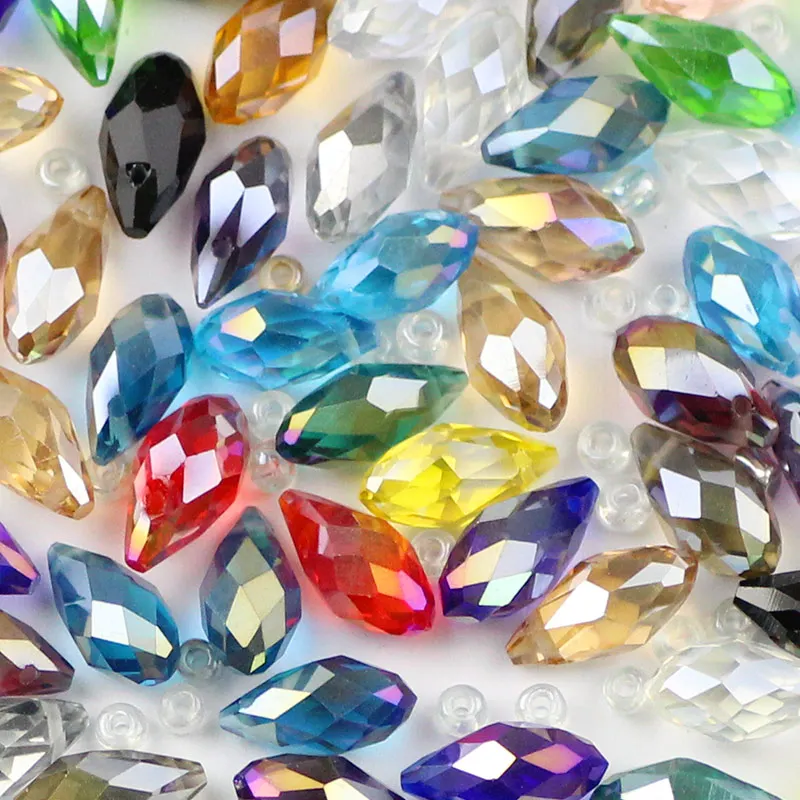 ZHBES Waterdrop Form Anhänger AB Farbe Österreichischen Kristall Spacer Lose Perlen 6x12mm 50 stücke Für Schmuck Machen DIY Armband Erkenntnisse