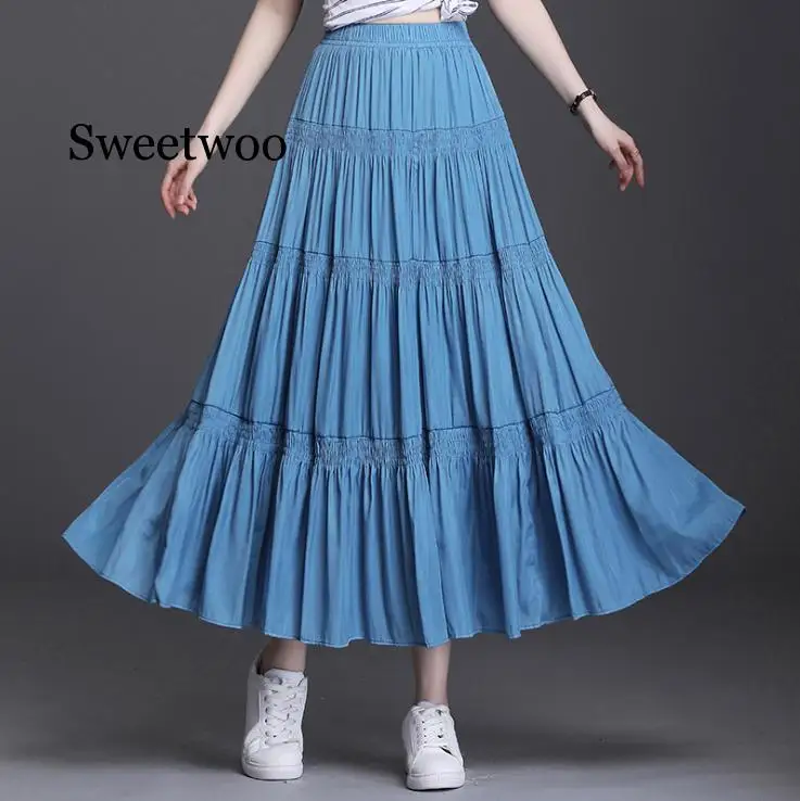 

2020 Spring Autunm women Ruffle skirt,fashion Summer cotton linen skirts, long maxi skirts