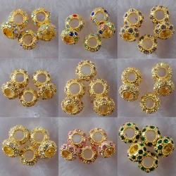 5Pcs 5x10mm Multicolor Crystal Gold Spacer Bead Loose Beads For Jewelry Making DIY Necklace Bracelet Design Charms Accessories