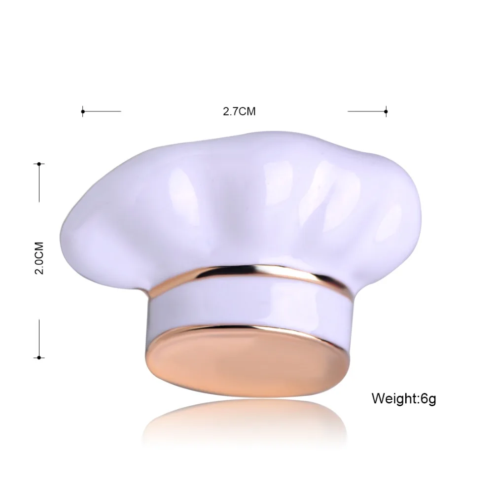 BUCOMEOI New Arrival Fashion cooker Hat Shape Brooch White Enamel Corsage Women Brooches Chef Waiter Pins Hats Sweater Accessori