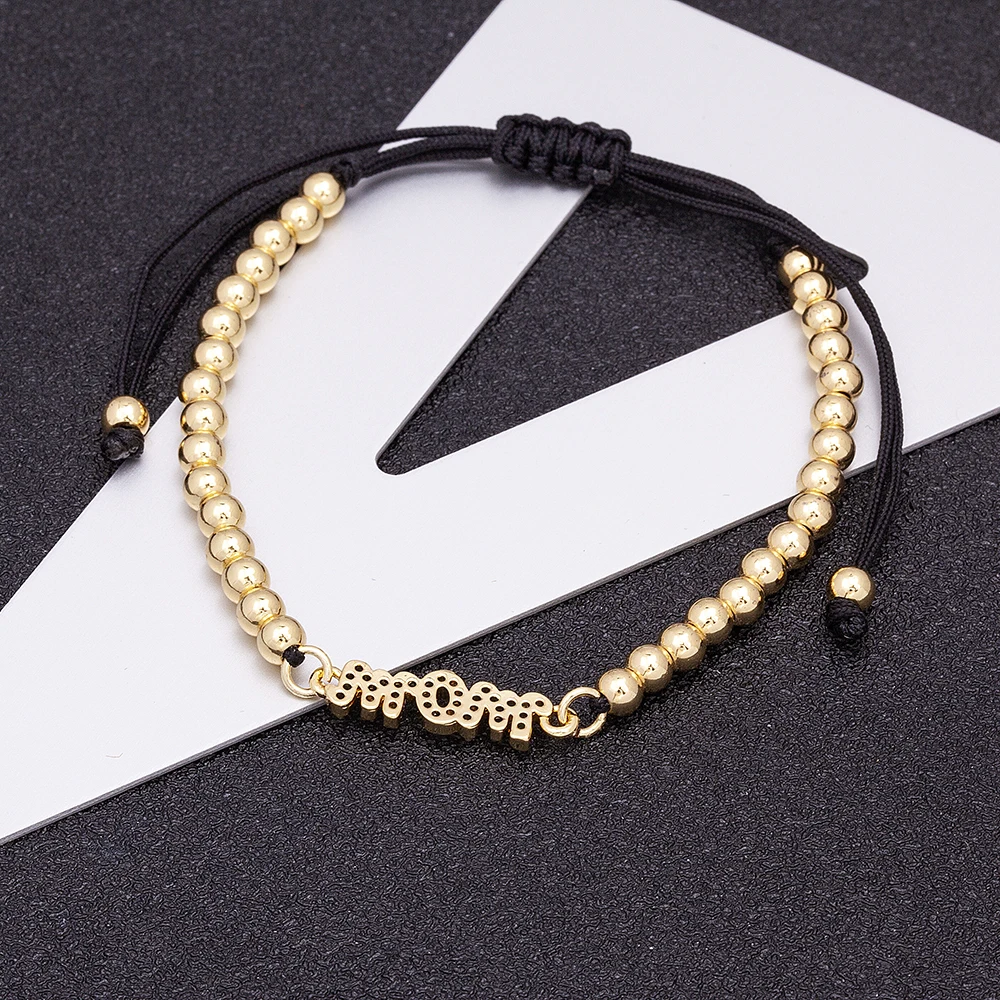 Picture 6: Nidin New Arrival Mom Mama Handmade Rope Bracelets Heart Butterfly Shape  Zircon Luxury Mother‘S Day Jewelry Gift Adjustable