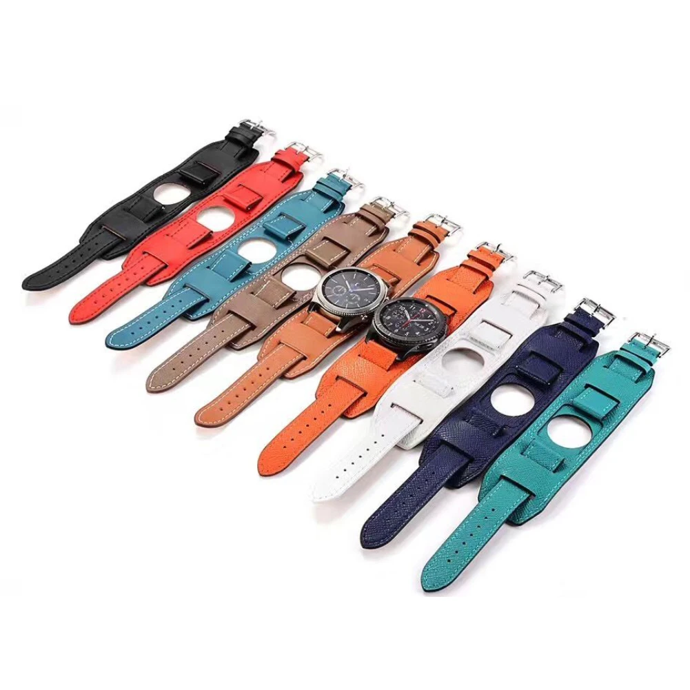 Retro 22MM Genuine Leather Band For Gear S3 Leather Cuff Watch Bracelet Replacement watchband Men Wrist Watch Wristband