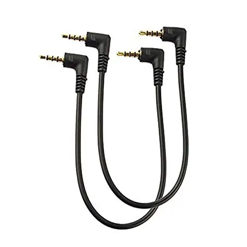 2Pack  7.87inch 4-Pole 3.5mm Male Right Angle to 3.5mm Male Right Angle Audio Cable