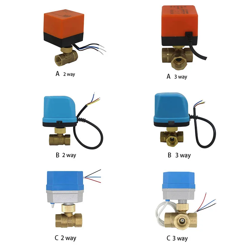 DC12V  Brass Motorized Ball Valve 3-Wire 2 Control Electric Actuator 3 Ways /2 Way DN15 DN20 DN25 DN32 DN40